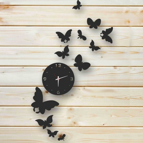 Wooden large clock with butterflies Wooden large clock with butterflies