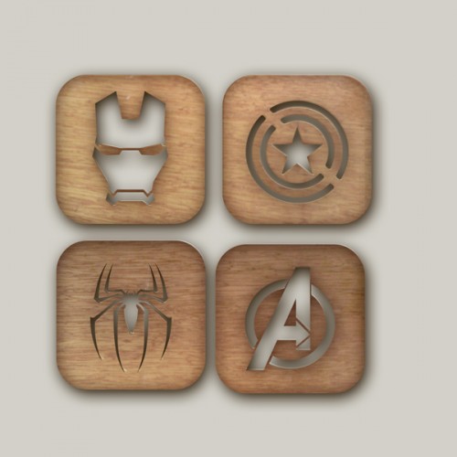 Wooden coaster set 4 pieces Avengers Wooden coaster set 4 pieces Avengers
