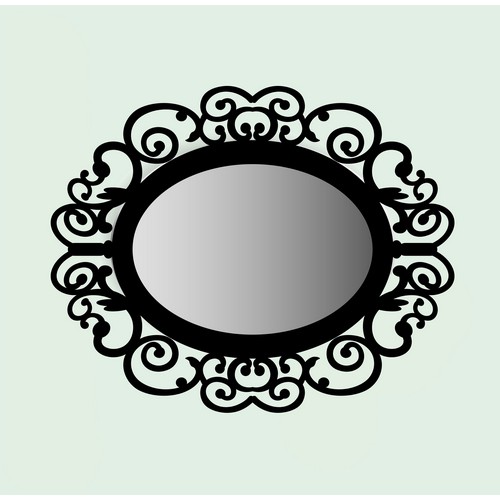 Oval acrylic mirror with wooden frame 