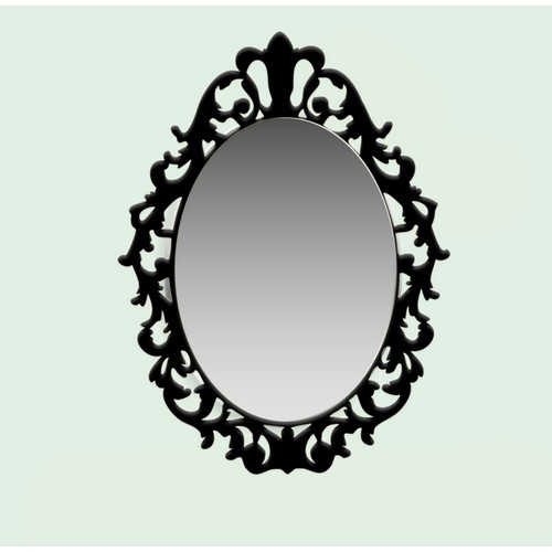 Oval acrylic mirror with wooden frame