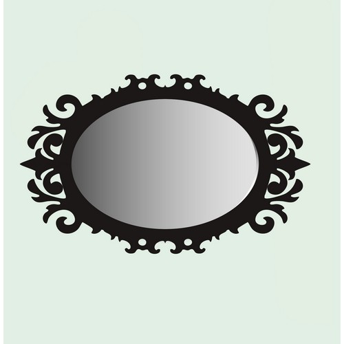Oval acrylic mirror with wooden frame 