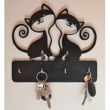 Wooden key holder Cats