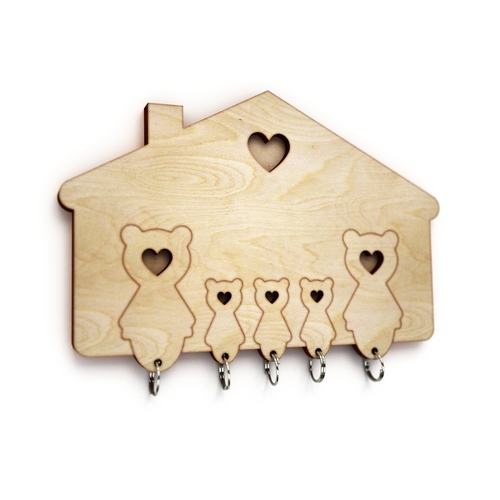 Wooden key holder Family bears Wooden key holder Family bears