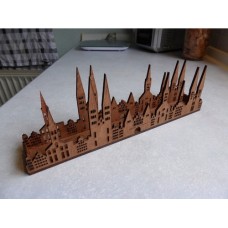 Wooden city skyline napkin holder
