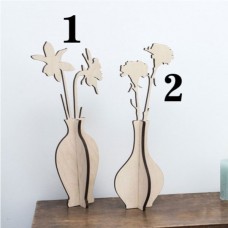 Wooden vase with flowers