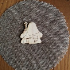 Wooden Smurf house for keyring or magnet