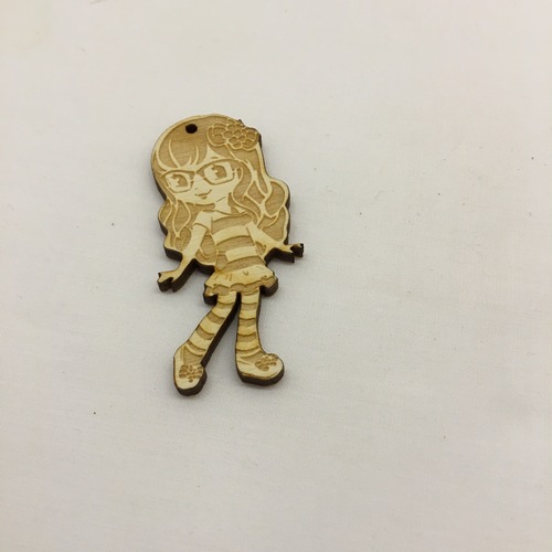 Wooden figure for keyring or magnet girl Wooden figure for keyring or magnet girl
