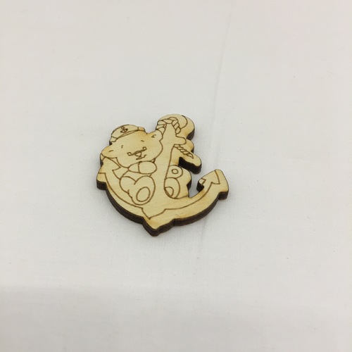 Wooden figure for keyring or magnet anchor with teddy bear