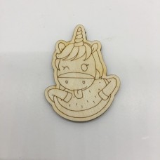 Wooden figure for keyring or magnet unicorn