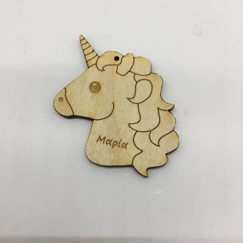 Wooden figure for keyring or magnet unicorn