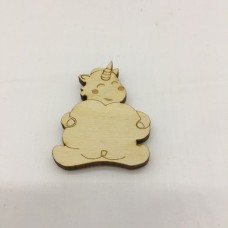 Wooden figure for keyring or magnet unicorn