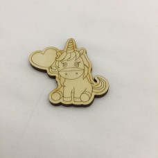 Wooden figure for keyring or magnet unicorn