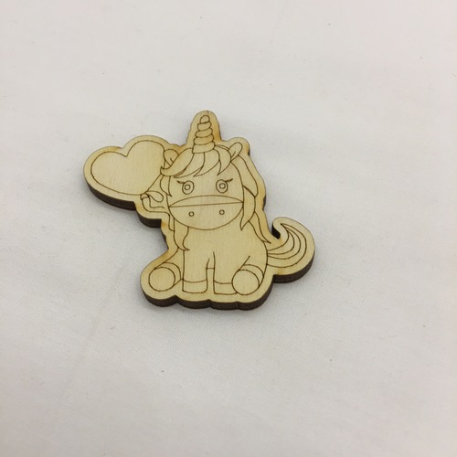 Wooden figure for keyring or magnet unicorn