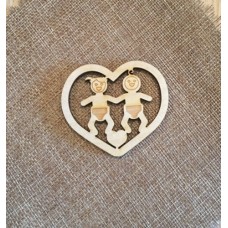 Wooden twins for keyring or magnet