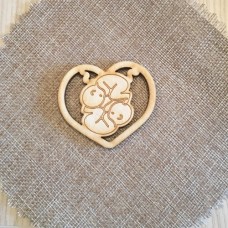 Wooden twins for keyring or magnet