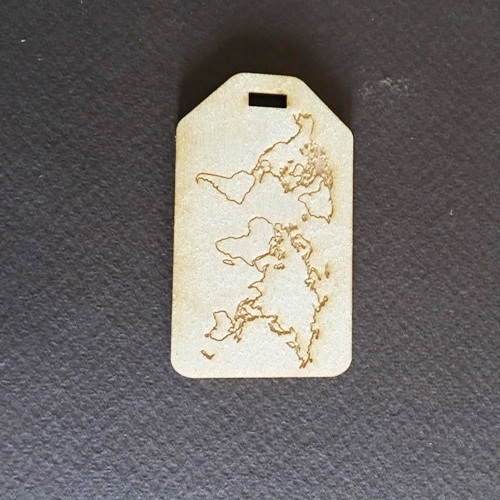 Wooden world map for keyring or magnet Wooden world map for keyring or magnet