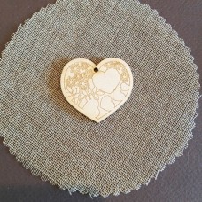 Wooden heart for keyring or magnet