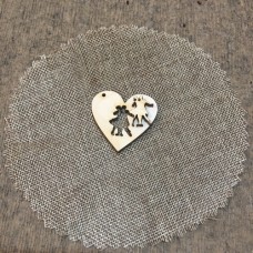Wooden heart for keyring or magnet