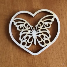 Wooder heart with butterfly