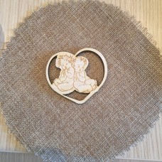 Wooden figure for keyring or magnet Twins