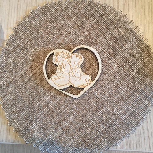 Wooden figure for keyring or magnet Twins