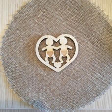 Wooden figure for keyring or magnet Twins
