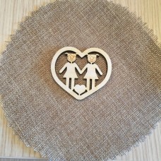 Wooden figure for keyring or magnet Twins