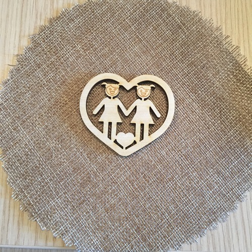 Wooden figure for keyring or magnet Twins