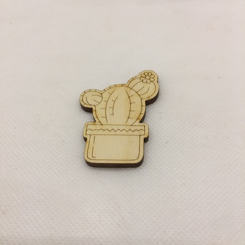 Wooden figure for keyring or magnet Cactus