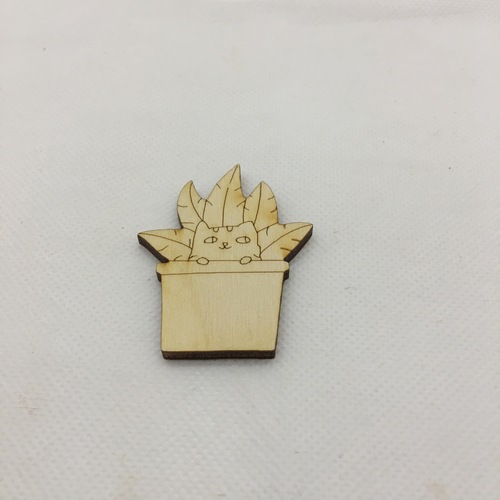 Wooden figure for keyring or magnet cactus