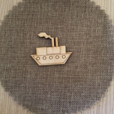 Wooden steam boat for keyring or magnet