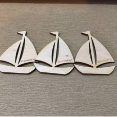 Wooden ship for keyring or magnet
