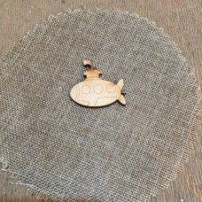 Wooden submarine for keyring or magnet