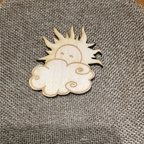 Wooden cloud and sun for keyring or magnet Wooden cloud and sun for keyring or magnet