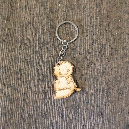 Wooden boy with name of your choice for keyring or magnet