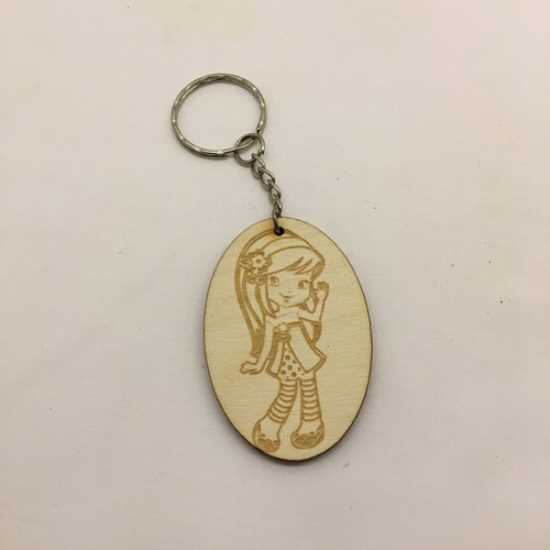 Wooden figure for keyring or magnet little girl Wooden figure for keyring or magnet little girl