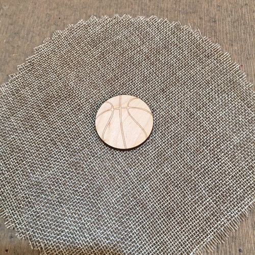 Wooden basketball for keyring or magnet