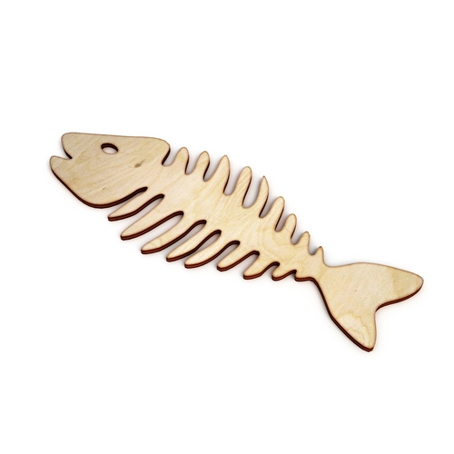 Wooden fishbone for keyring or magnet Wooden fishbone for keyring or magnet