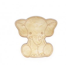 Wooden elephant for keyring or magnet