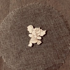 Wooden elephant for keyring or magnet