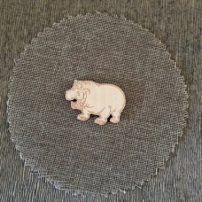 Wooden hippo for keyring or magnet
