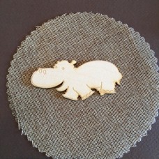 Wooden hippo for keyring or magnet