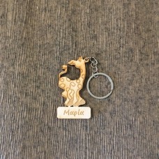 Wooden giraffe with name of your choice for keyring or magnet