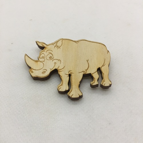 Wooden Rhinoceros for keyring or magnet