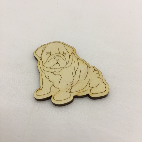 Wooden dog for keyring or magnet