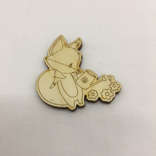 Wooden Fox for keyring or magnet