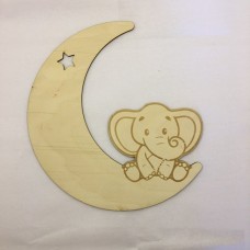 Wooden moon with elephant 