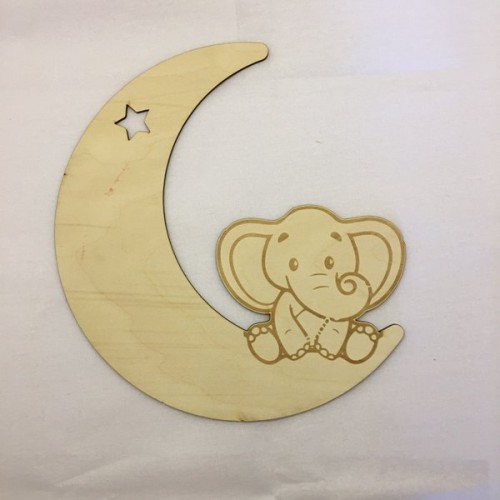 Wooden moon with elephant Wooden moon with elephant