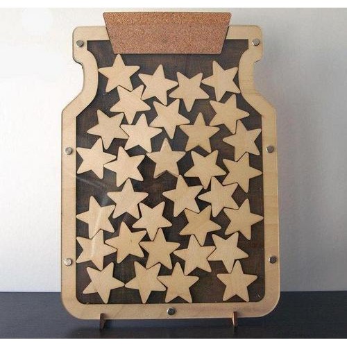 Wooden wish book Jar and Stars Wooden wish book Jar and Stars