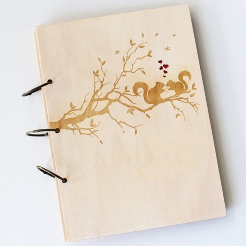 Wooden wish book Tree and squirrels Wooden wish book Tree and squirrels